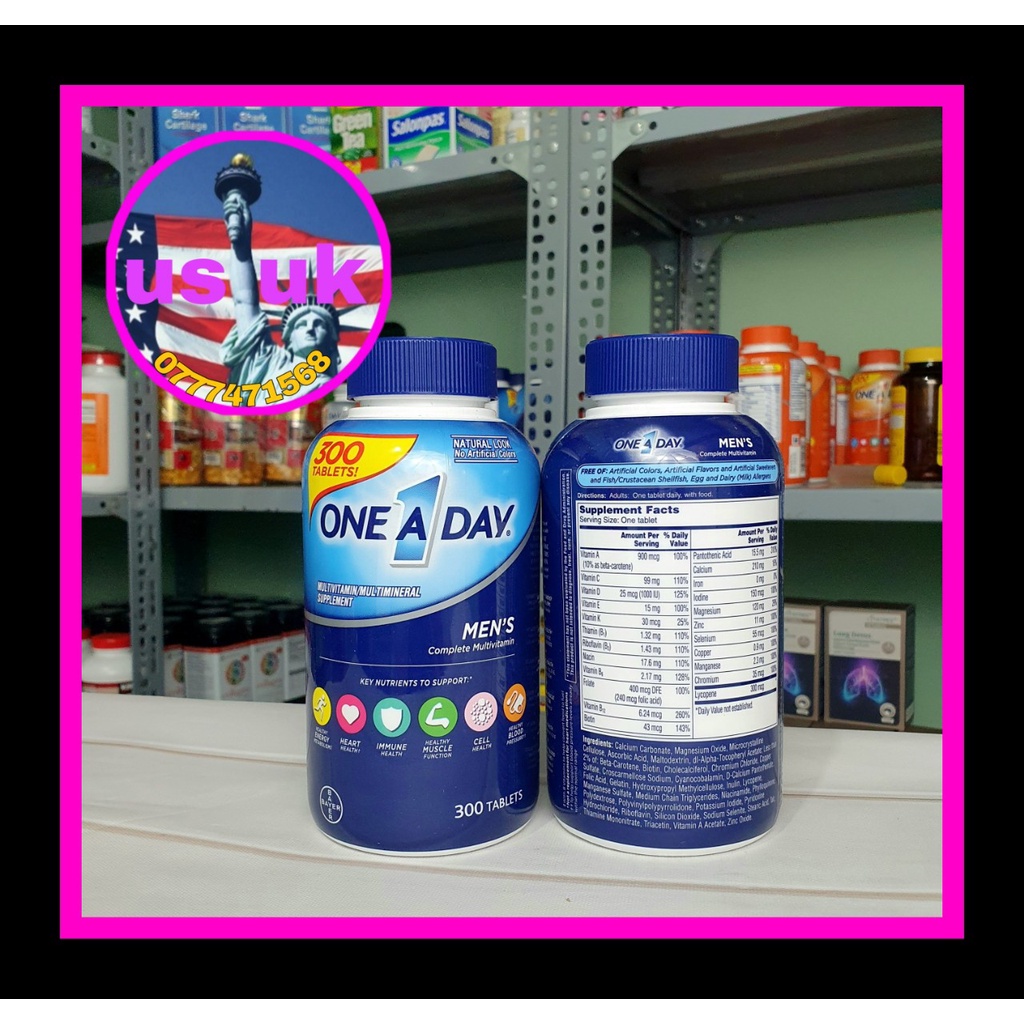 VIÊN UỐNG VITAMIN TỔNG HỢP ONE A DAY MEN'S 300 VIÊN DƯỚI 50 TUỔI MẪU MỚI