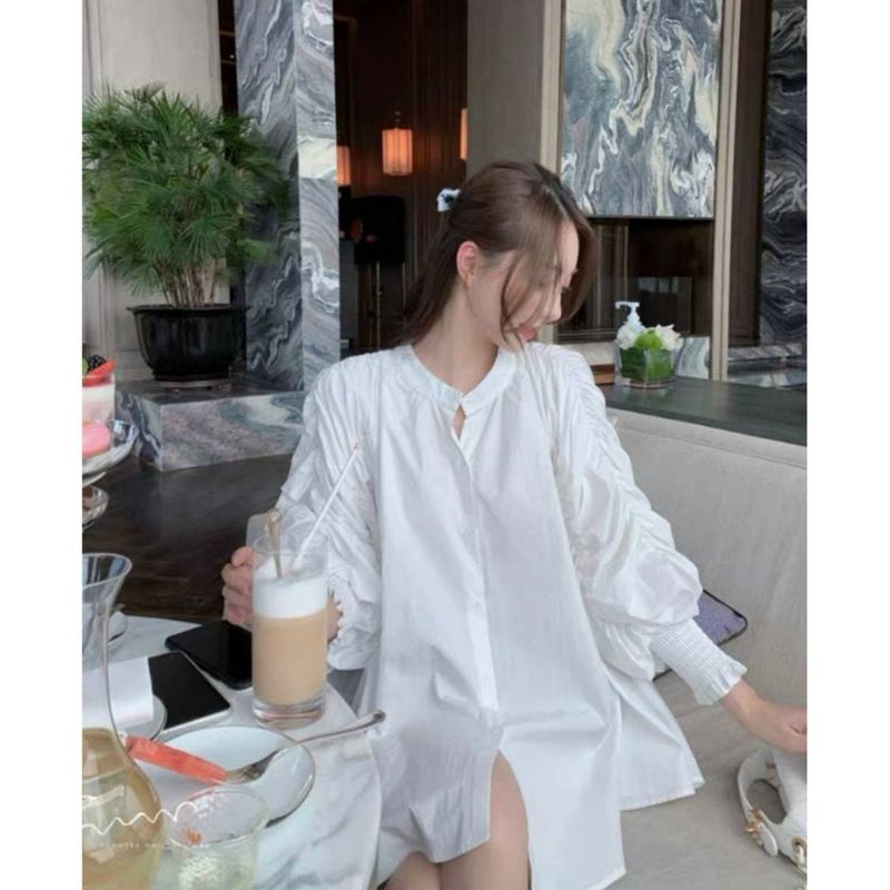 Áo babydol cổ Sơ Mi Lãnh Tụ Prom Rộng Giấu Quần, Bo Tay nhún thun xinh xắn