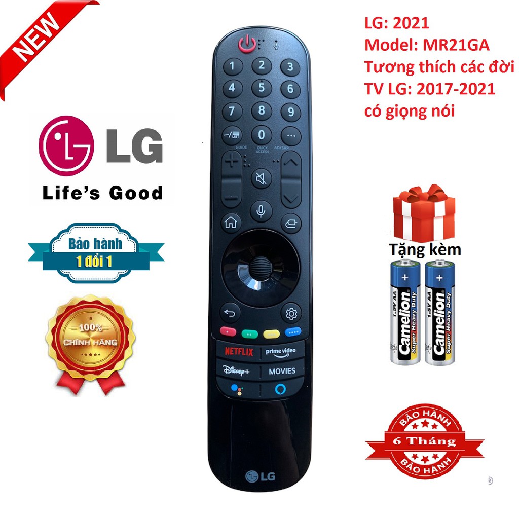 Điều khiển tivi LG giọng nói MR21GA - 2021, remote tv LG thông minh, có chuột- Hàng mới, full hộp