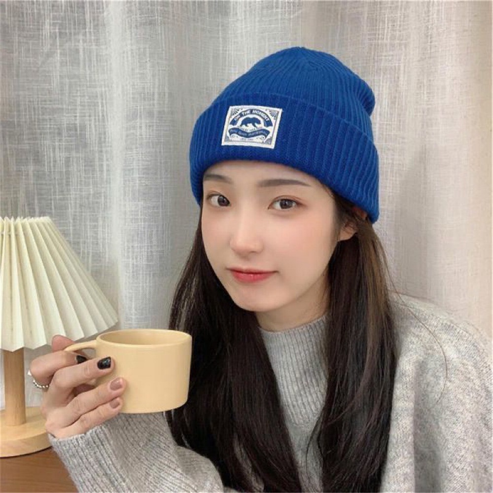 Nón len dệt kim giữ ấm phong cách Hàn Quốc thời trang thu đông