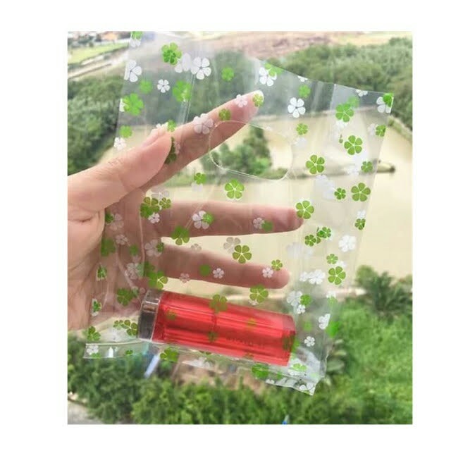 100g Túi nilong trong 12cm, 15cm, 20cm, 24cm, 30cm in hình trái tim túi đục lỗ - plastic bag ( sẵn )