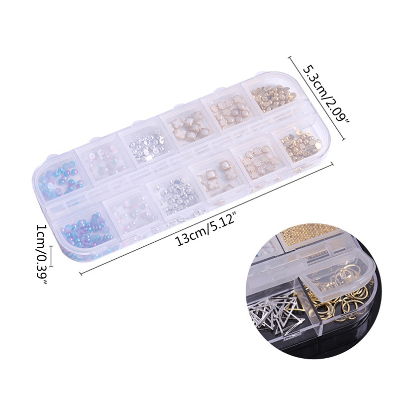 Hộp Phụ Kiện Ngọc Trai 3D Trang Trí Móng Tay Charms