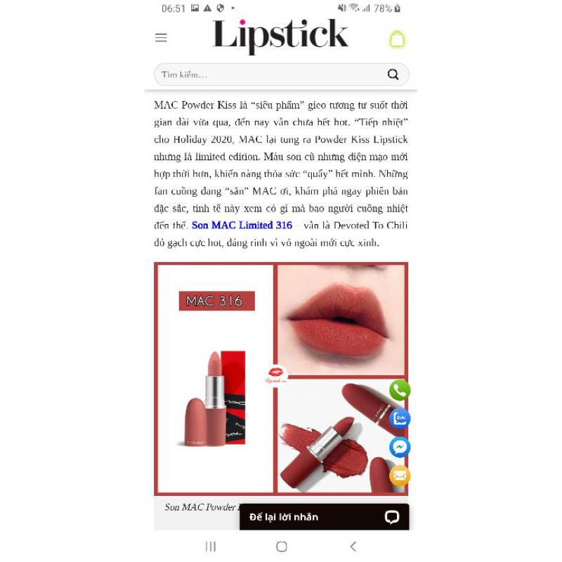 Son M.a.c 316 Vỏ đỏ | BigBuy360 - bigbuy360.vn