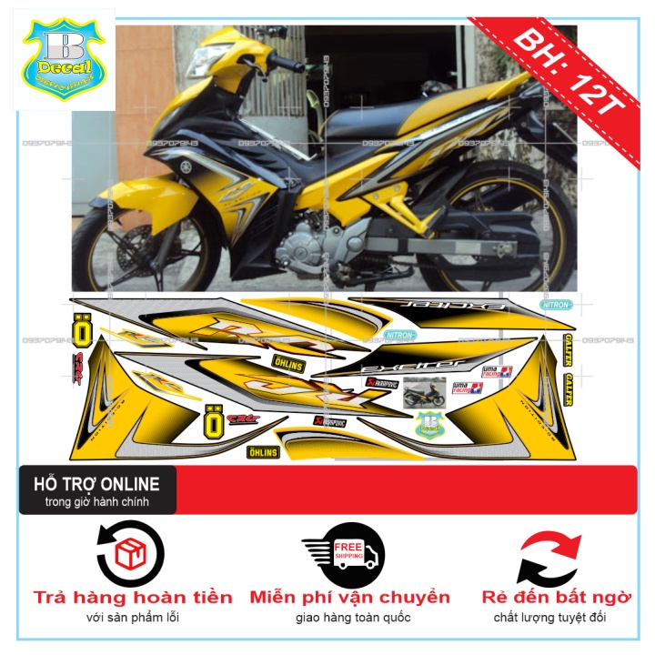 ( Quí khách vui lòng mang ra tiệm cho thợ dán ) Tem EX 2011 ZIN RC VÀNG ĐEN [Bi Decal]