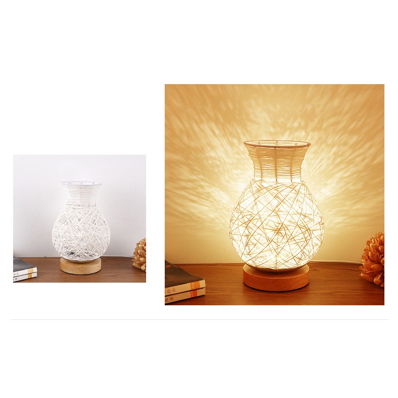Đèn ngủ kiêm lọ hoa hình giỏ mây đan