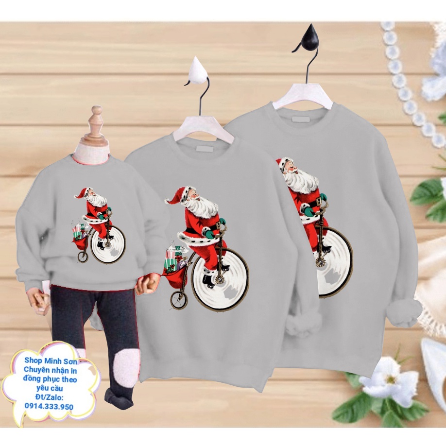 🎅🛼🎅ÁO NỈ SWEATER ÔNG GIÀ NOEL ĐI XE ĐẠP SIÊU NGẦU, ÁO NỈ GIA ĐÌNH LOẠI 1 ĐỦ MÀU ĐỦ SIZE