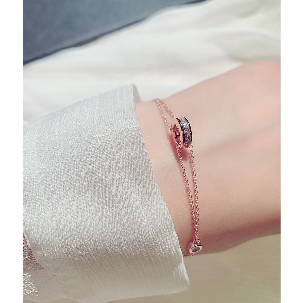 Vòng Tay Mạ Vàng 18k Đính Đá Zircon Đơn Giản Thời Trang Cho Nữ