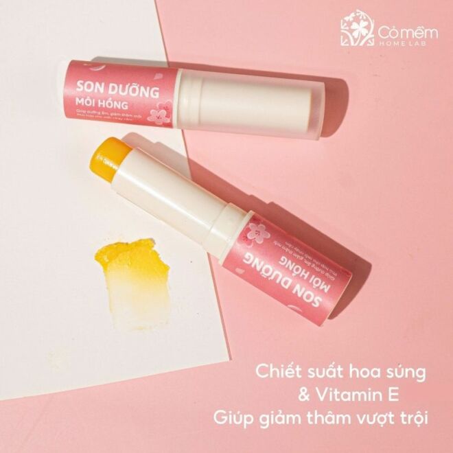Combo Môi Hồng Gồm Son Dưỡng Hồng Môi Và Tẩy Da Chết Giảm Thâm Cỏ Mềm 100g