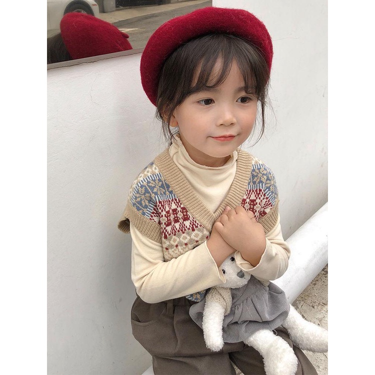 Áo Sweater Dệt Kim Cổ Chữ V Phong Cách Hàn Quốc Thời Trang Mùa Đông Mẫu Mới 2023 Cho Bé