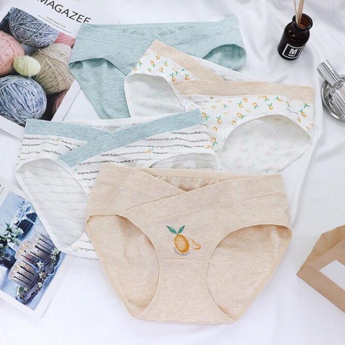 Set 4 quần lót bầu và sau sinh cạp chéo,cotton kháng khuẩn cao cấp, đáy quần màu trắng