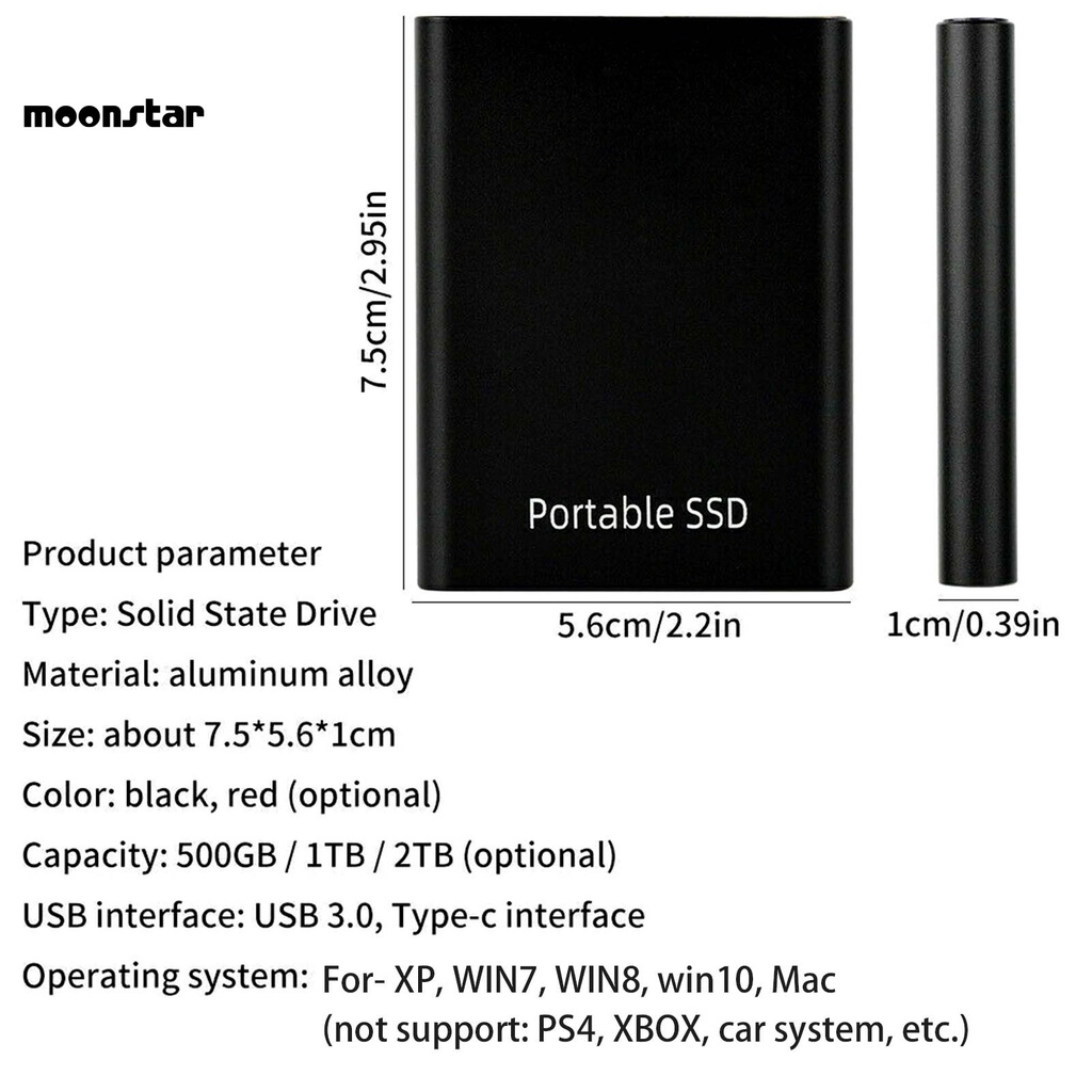 Ổ đĩa cứng rời siêu mỏng 500G 1T 2 T dễ dàng mang theo Type C SSD cho PC