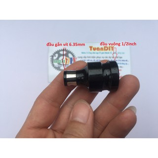 Đầu chuyển bu lông, khẩu 1/2 inch sang bắn vít chuôi lục giác  6.35mm