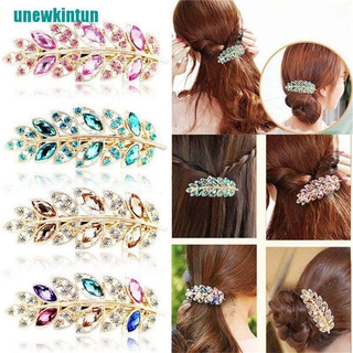 U●Kẹp Tóc Hình Chiếc Lá Đính Hạt Lấp Lánh
