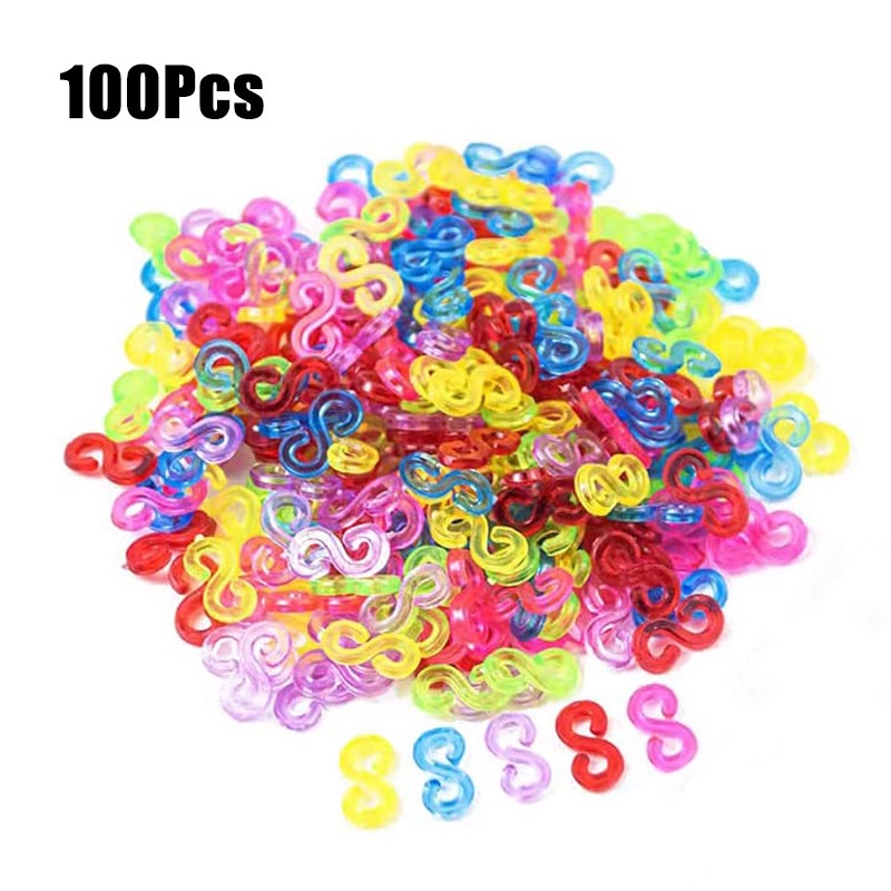 Set 100 Móc Kẹp Chữ S Bằng Nhựa Nhiều Màu Sắc Dùng Làm Trang Sức Thủ Công