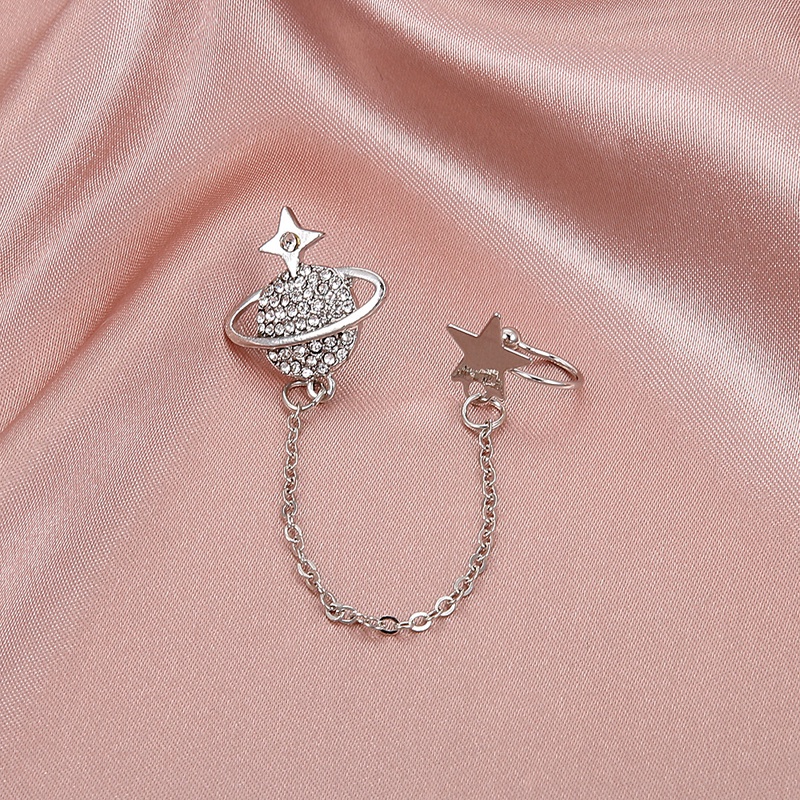 Khuyên tai chuỗi dài đính đá Zircon không cần lỗ thiết kế mới sáng tạo