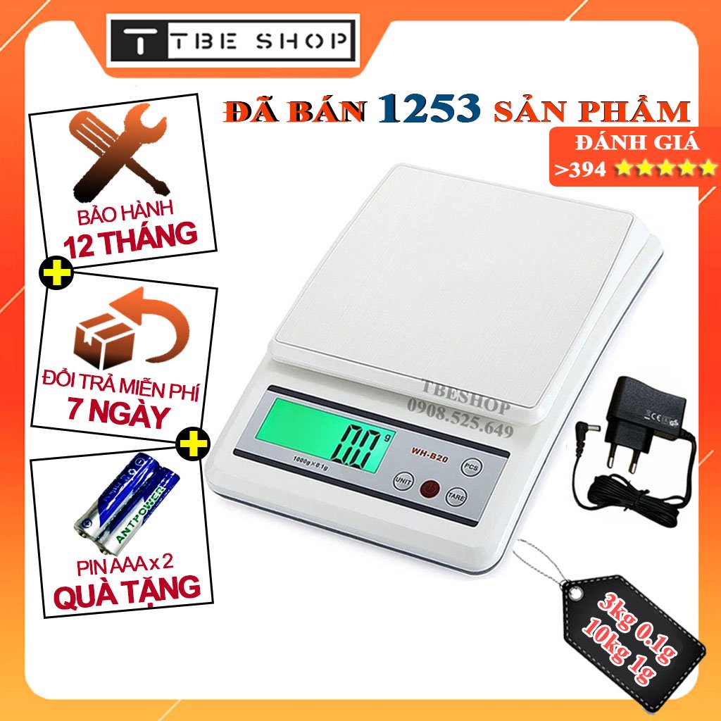 Cân Tiểu Ly Điện Tử Mini Nhà Bếp WH B20 10kg 3kg Chính Hãng Sạc Trực Tiếp ( Bảo Hành 1 Năm ) TBE Shop