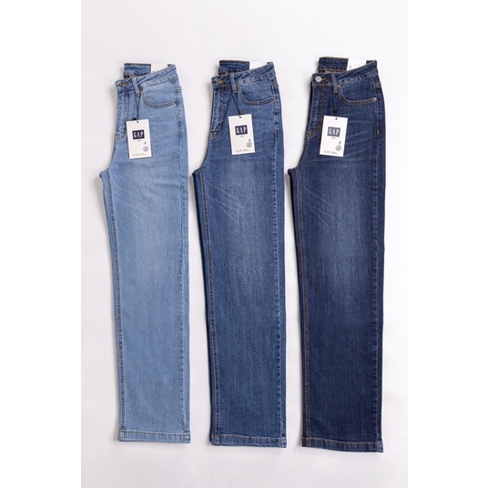 Quần jean dài ống suông nữ G.a.p 3 màu xanh jean