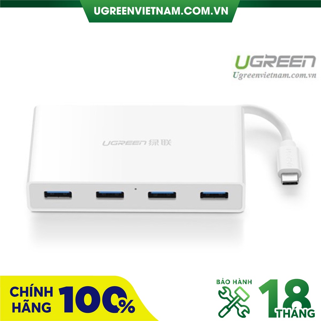 Bộ chia USB-C ra 4 cổng USB 3.0 hỗ trợ 1 cổng USB-C cấp nguồn chính hãng Ugreen 30278 cao cấp