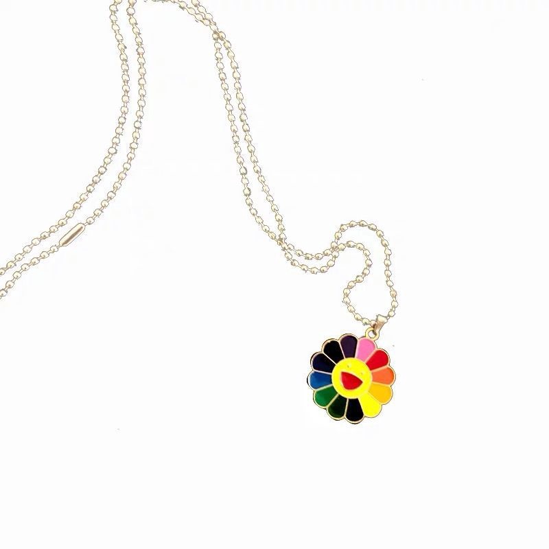 Dây Chuyền Mặt Hình Hoa Hướng Dương Màu Cầu Vồng Dễ Thương