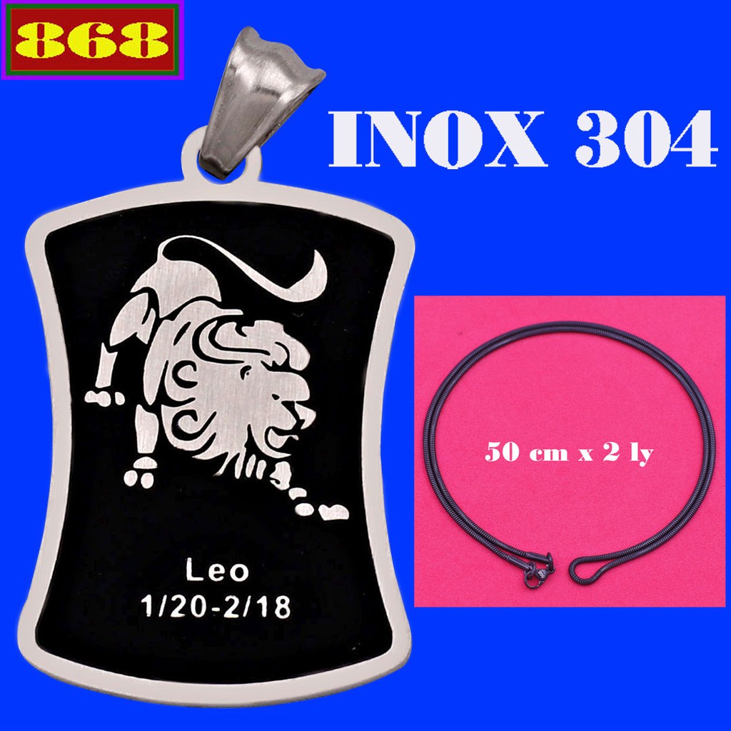 Vòng cổ inox rắn đen cung Hải Sư inox VIRECHST - 12 Cung hoàng đạo