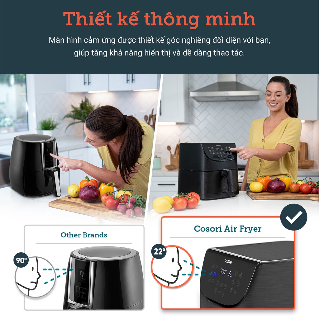 COSORI, NỒI CHIÊN KHÔNG DẦU ĐIỆN TỬ (AIR FRYER), 3.7 Qt / 3.5 Lít