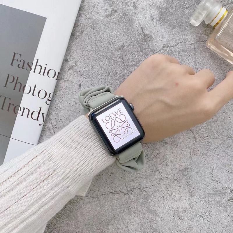 Dây Thun Buộc Tóc Co Giãn Màu Trơn Dễ Thương Cho Đồng Hồ Apple Watch 45mm 44mm 40mm 38mm 42mm 41mm Series 7 6 5 4 3