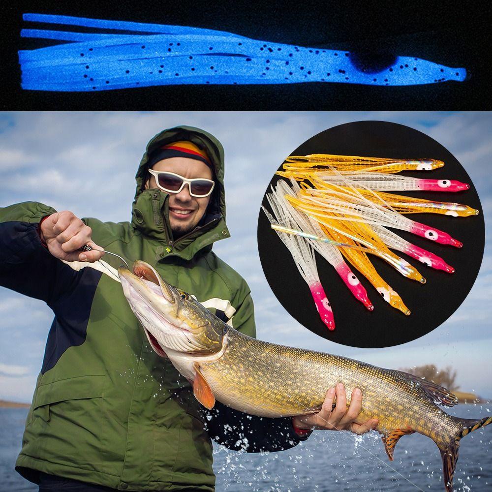 MUVAKO Bộ 20 Mồi Câu Cá Hình Bạch Tuộc Màu Dạ Quang 8CM