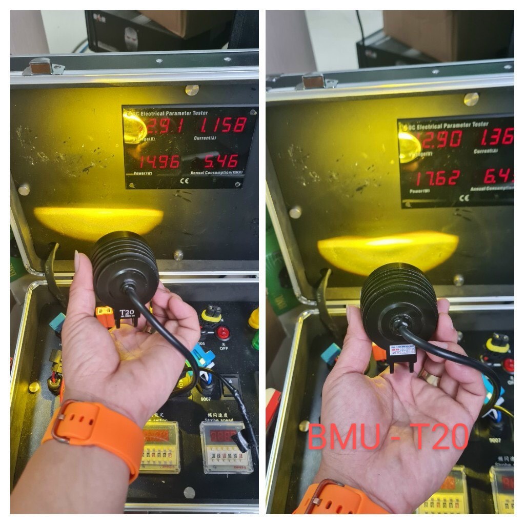 Đèn Trợ sáng BMU bi cầu T20 Pha trắng cốt vàng