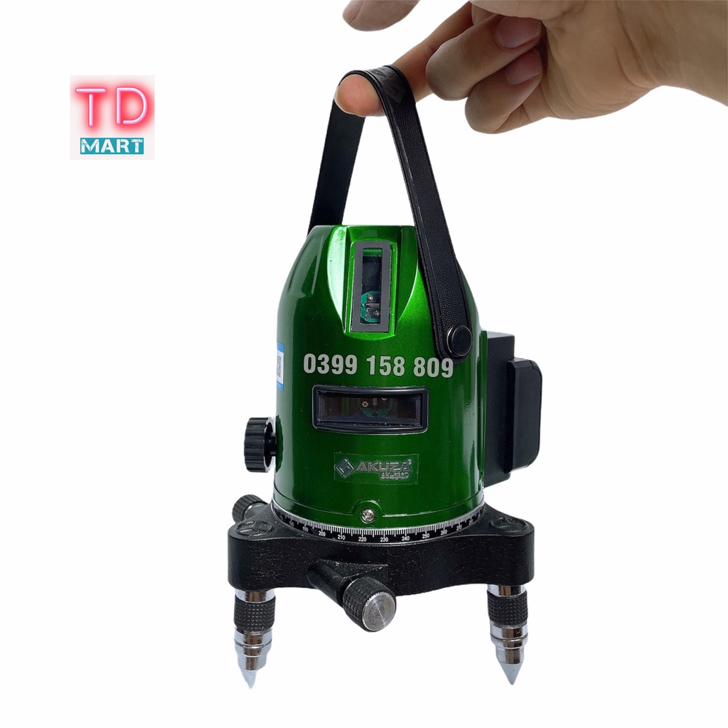 Máy cân bằng laze xanh 5 tia siêu sáng AKUZA AK - 686D hộp nhôm, đo xa 80m