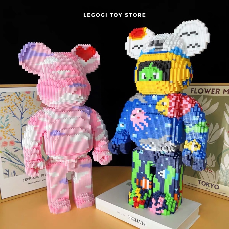 Đồ chơi lắp ghép Legogi GẤU BEARBRICK 50CM 55CM bằng gạch răng cưa mô hình lắp ráp xếp hình