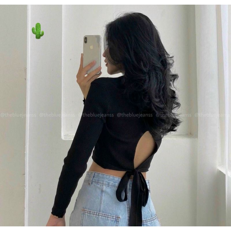 Áo croptop cổ V hở lưng siêu hot (A15.BC)