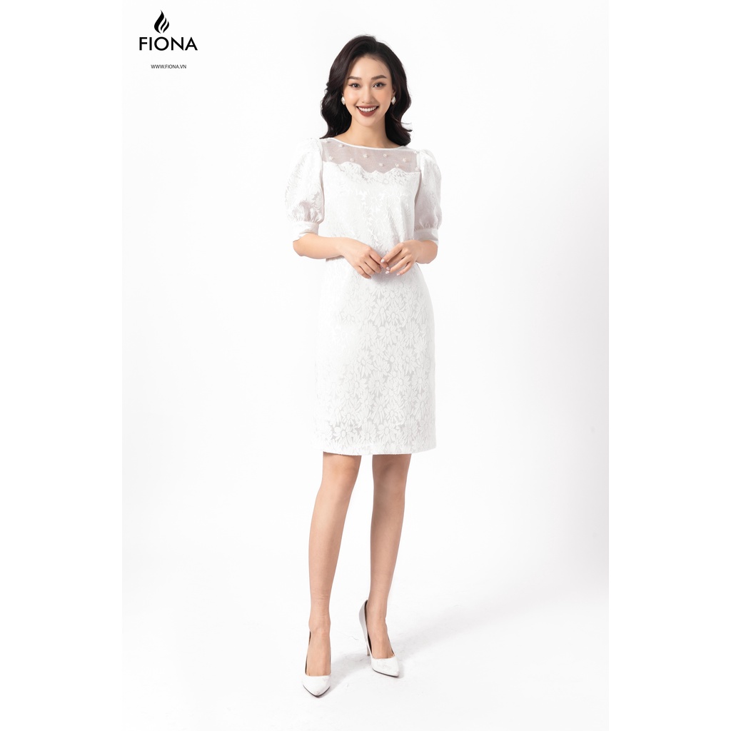 Đầm Gấm Nữ FIONA, Đầm Thiết Kế Tay Bồng Nữ Tính Thanh Lịch Mã F450779