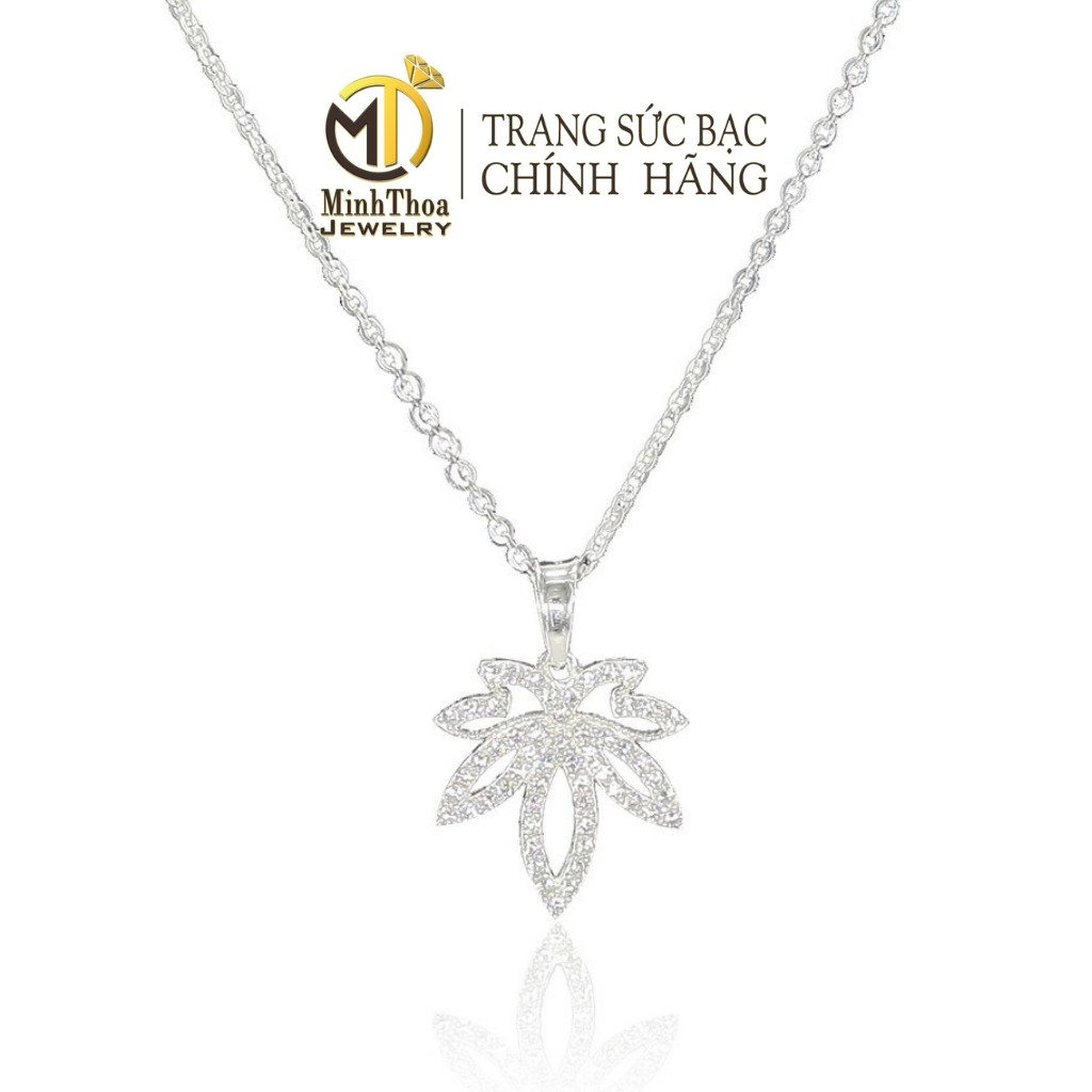 Dây chuyền nữ bạc đẹp, vòng cổ lá phong đính đá trang sức bạc ta-Minh Thoa JEWELRY