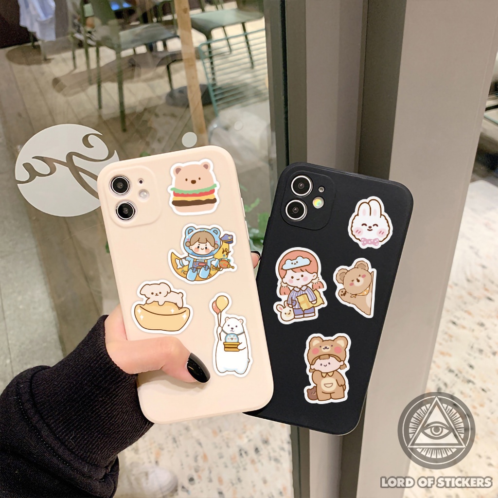 Set 100 Nhãn Dán Hoạt Hình Gấu Dễ Thương Sticker Cute Phong Cách Hàn Quốc Trang Trí Mũ Bảo Hiểm, Laptop, Vali, Xe, Sổ