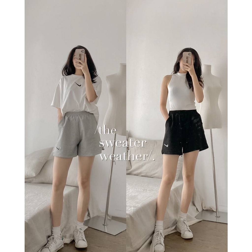 Quần short thun da cá thêu  KÈM ẢNH THẬT