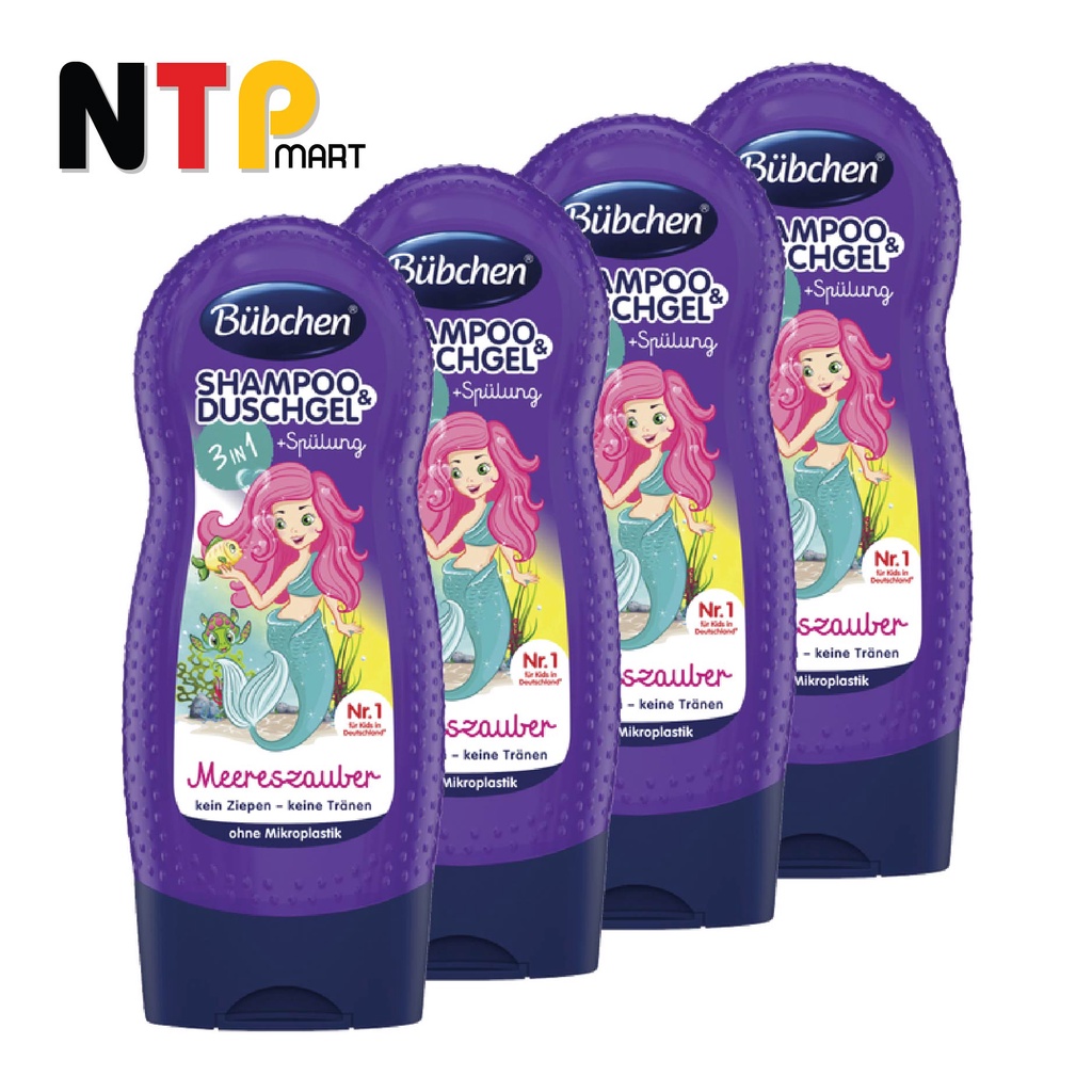 Sữa Tắm Gội Xả Bubchen Shampoo Duschgel 3in1 Meereszauber Nàng Tiên Cá cho trẻ em chai 230ml nhập khẩu Đức