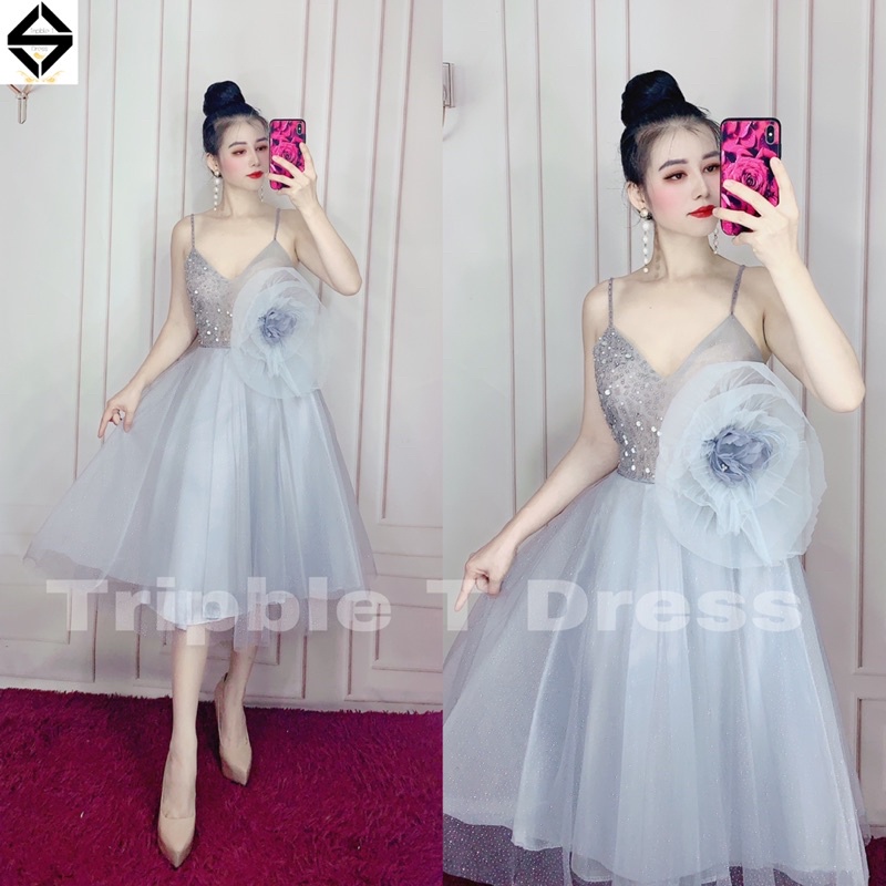 Đầm dự tiệc cách điệu eo nơ dập ly siêu to TRIPBLE T DRESS - Size M/L - MS212V