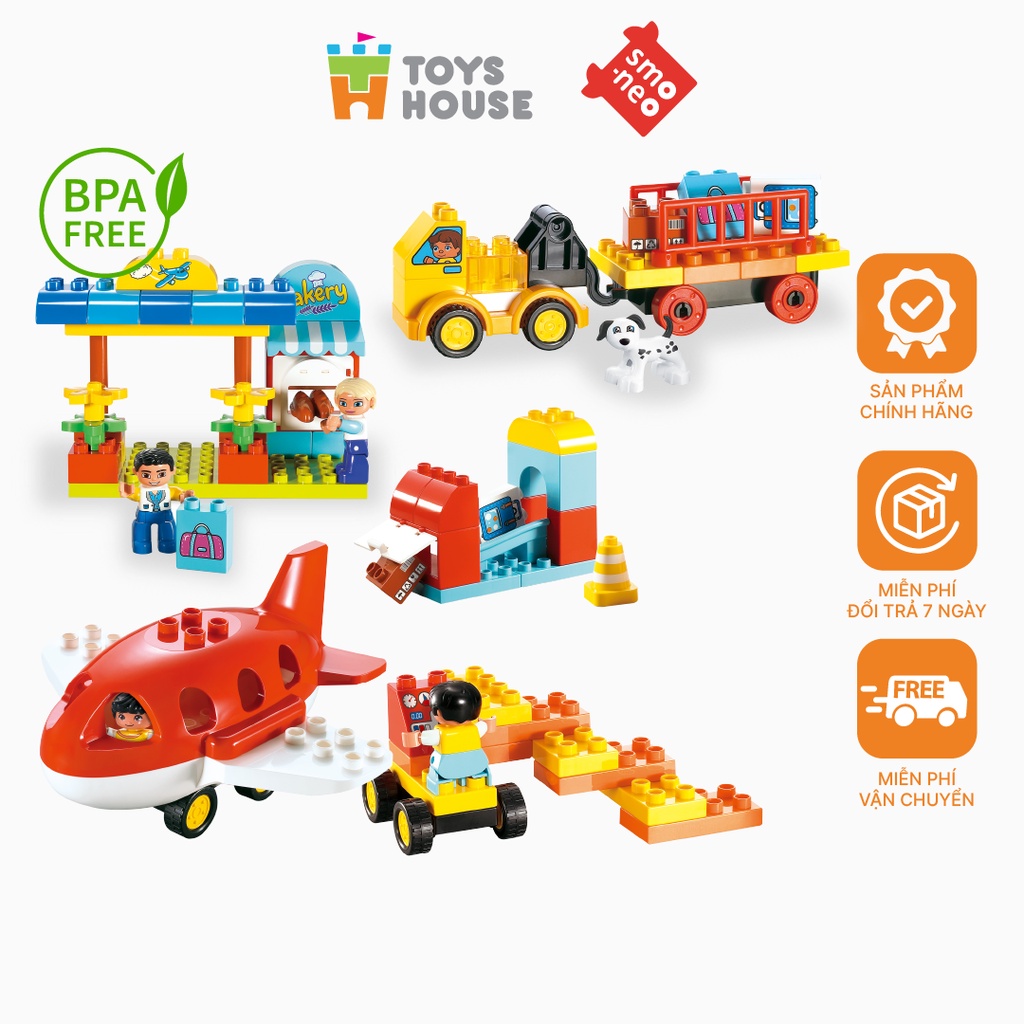 Bộ đồ chơi lắp ghép smoneo duplo Sân bay vui nhộn 88 chi tiết Toyhouse 77006