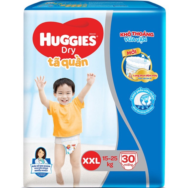 BỈM - TÃ QUẦN HUGGIES SIZE XXL - 30 MIẾNG (CHO BÉ 15 - 25KG)