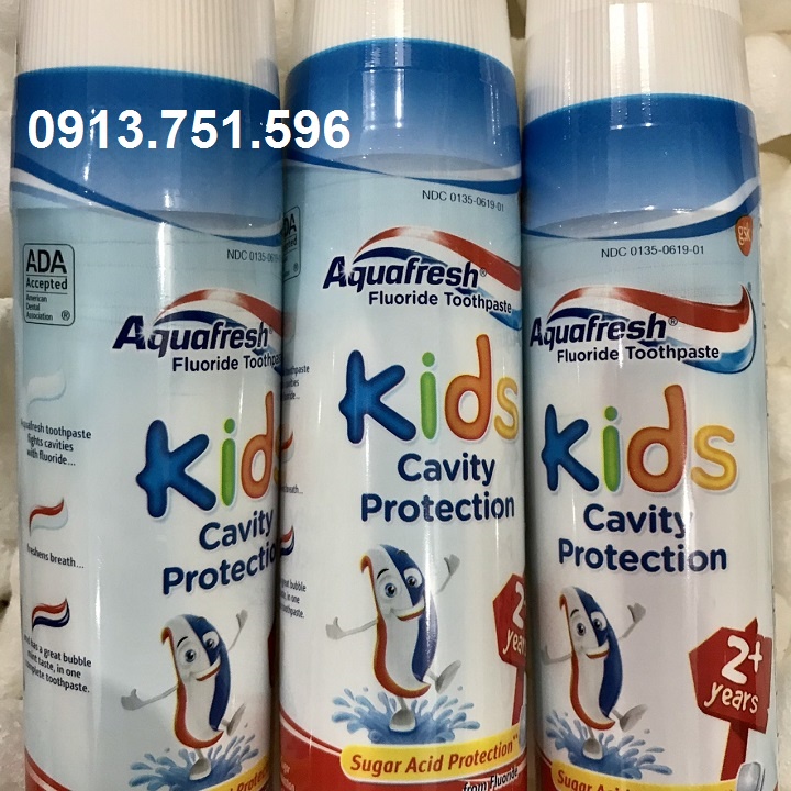 Kem Đánh Răng Aquafresh Kids 130.4g Mỹ (Cho bé 2 tuổi trở lên, date 9/2022)
