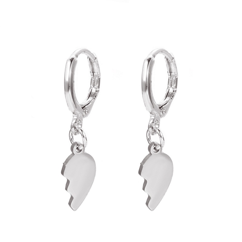 Khuyên tai hình trái tim bằng thép không gỉ phong cách retro thời trang cho nữ