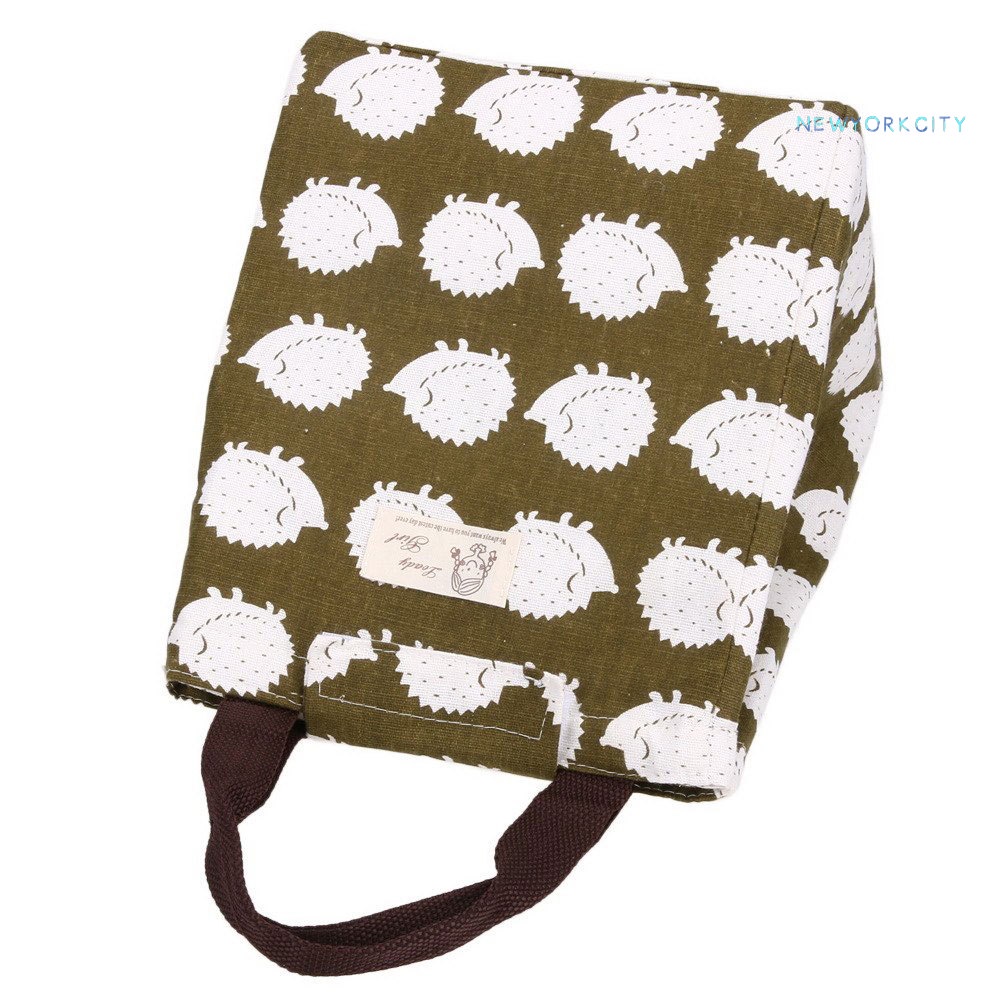 Túi Vải Canvas Giữ Nhiệt Đựng Đồ Ăn Trưa Hình Nhím/Gấu/Gấu Dễ Thương