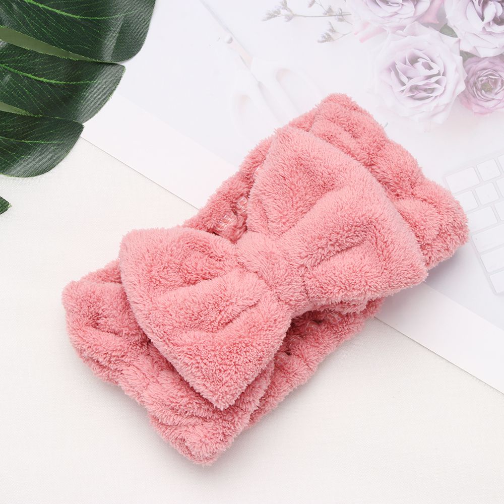 Băng Đô Cài Tóc Bằng Lông Cừu San Hô Mềm Đính Nơ Dành Cho Nữ Mihan1