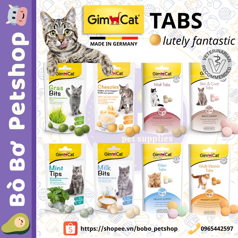 GimCat Gras Bits - Snack cỏ mèo giảm stress cho mèo