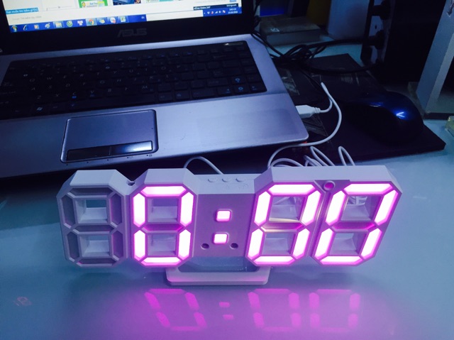 Đồng hồ led 3D mini V2 - Đổi màu - Phiên bản 2018