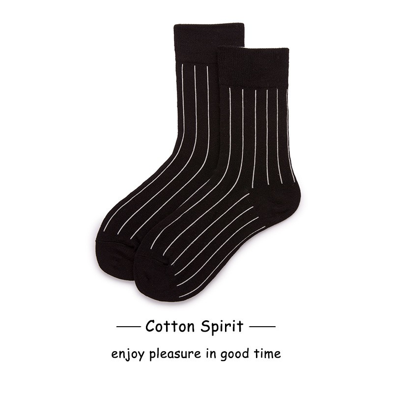 Vớ Cổ Cao Nam nữ Unisex Cotton Cao cấp Phong Cách Âu Mỹ Họa Tiết Sọc Dọc Tất Cao cổ Nam nữ Unisex