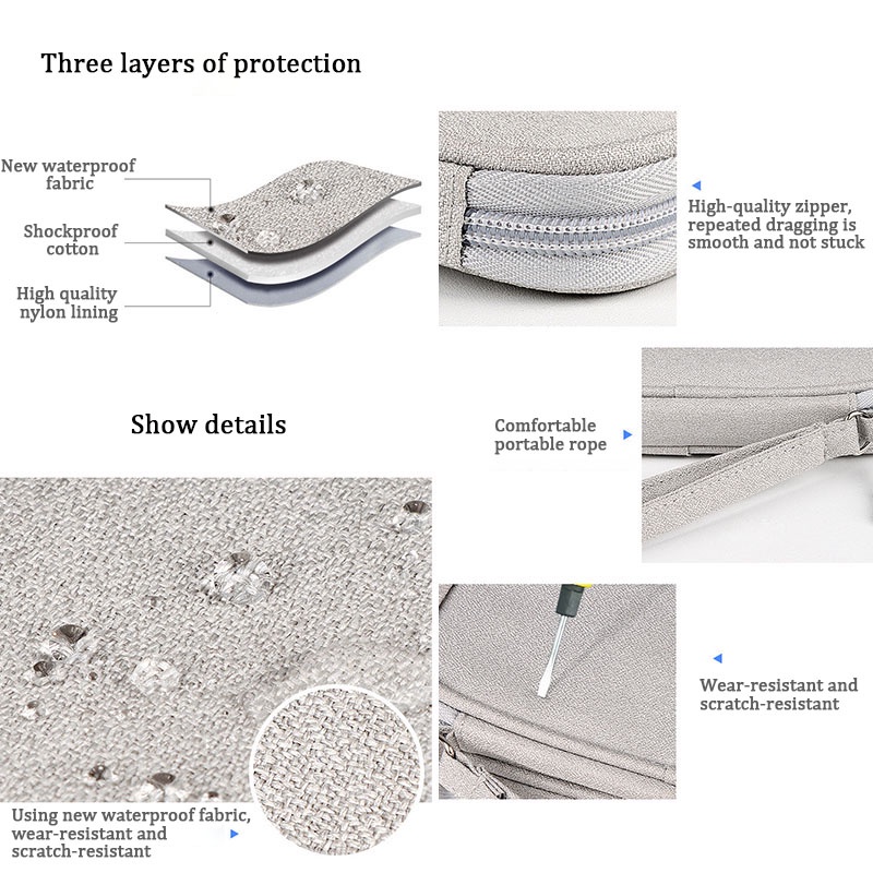 Túi đựng dây cáp/tai nghe kỹ thuật số có khóa kéo di động sắp xếp gọn gàng