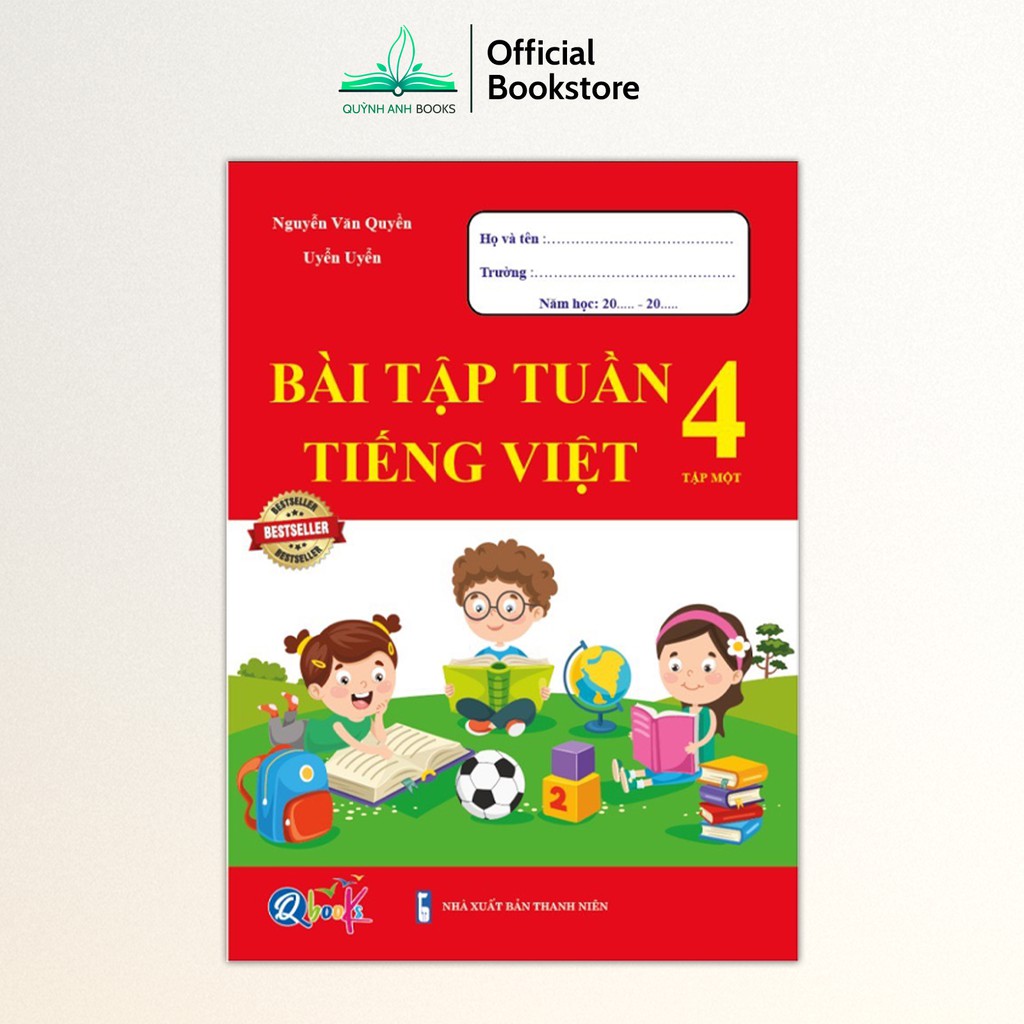 Sách - Combo 4 cuốn bài tập tuần và đề kiểm tra toán và tiếng việt lớp 4 học kỳ 1 - NPH Qbooks