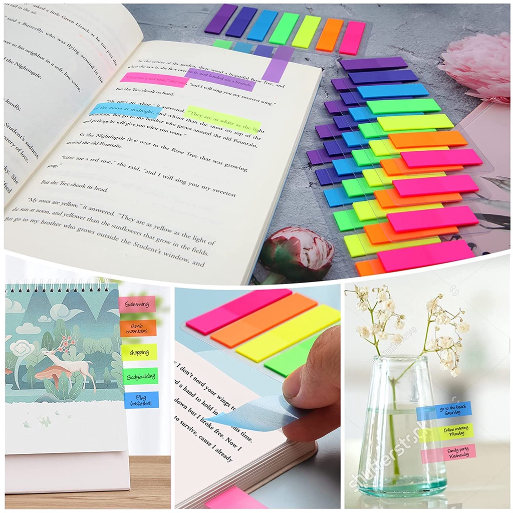 1 Set miếng dán ghi chú PET nhiều màu cho văn phòng / trường học