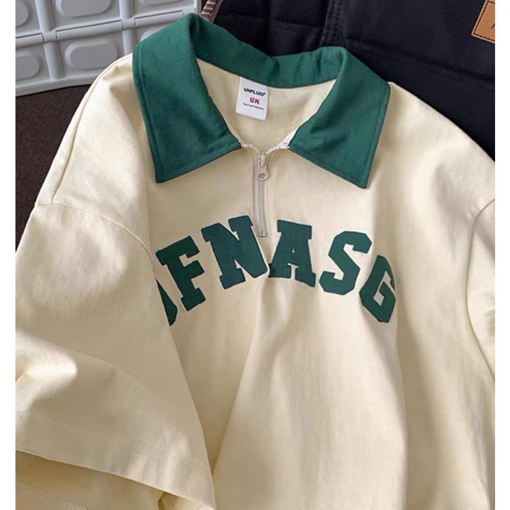 Áo POLO cổ khóa USNAFG form rộng chất cotton